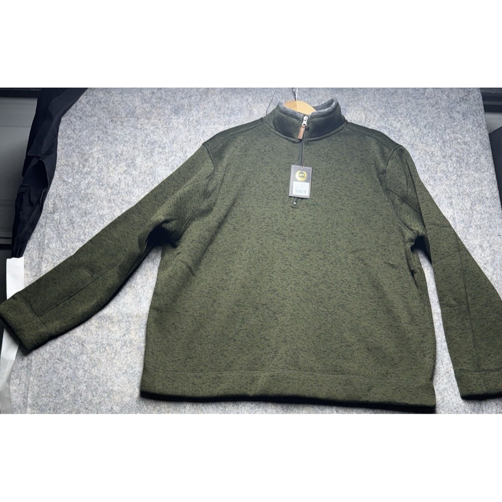 Victory Sportswear Fleece Pullover Mens XXL Olive Quarter Zip Long‎ Sleeve